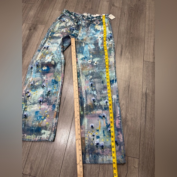 Free People Tennessee Low Rise Illusion Jeans Womens 28 Hand Painted 90s Retro - Picture 6 of 12